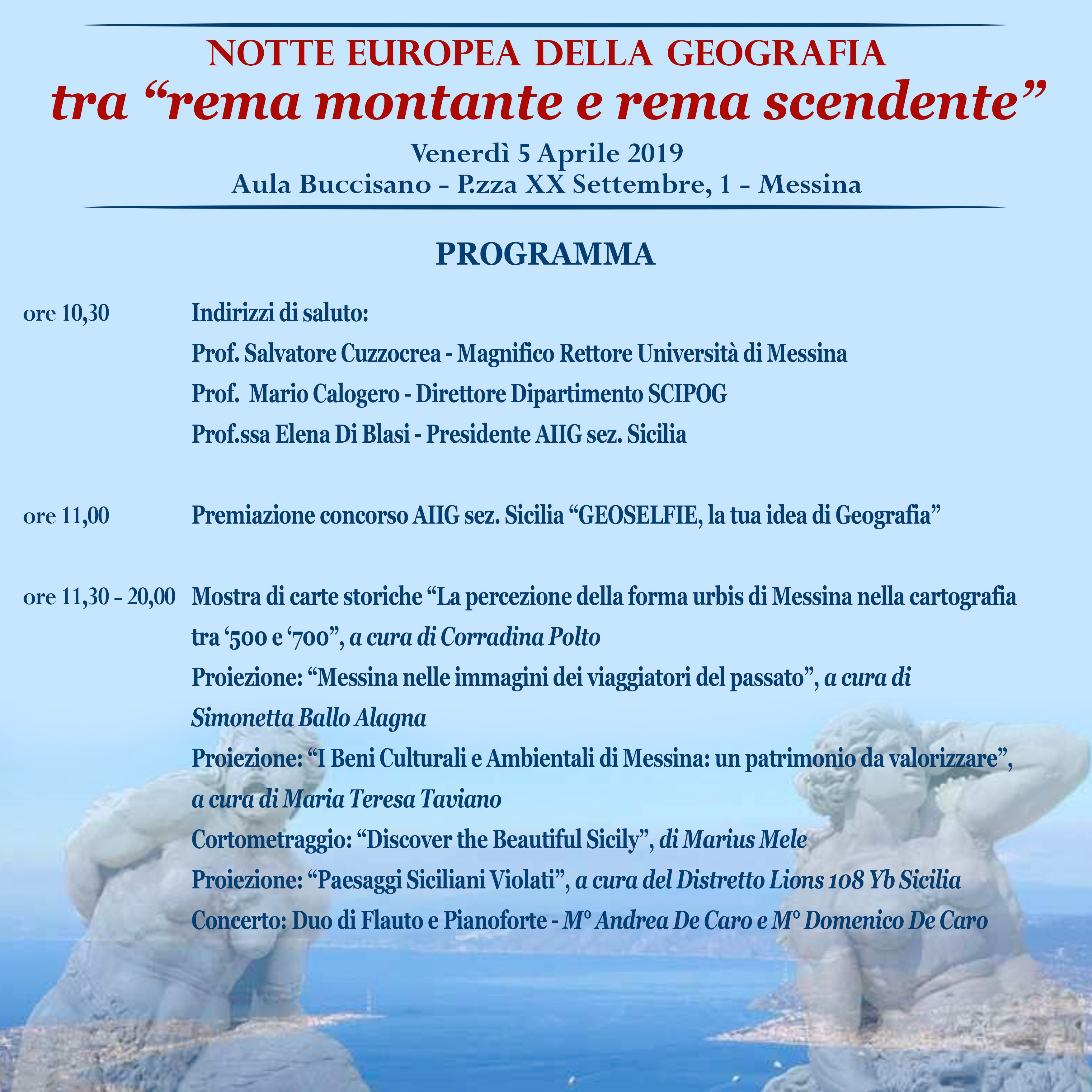 locandina Notte europea della geografia Messina 5 aprile 2019